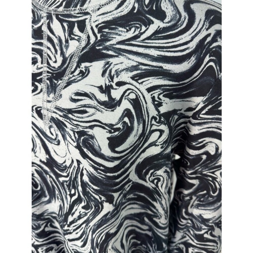 zuda Z-knit Crewneck Pullover | Gray & Black Swirl Pattern Long Sleeve Top | Sm - Picture 4 of 9